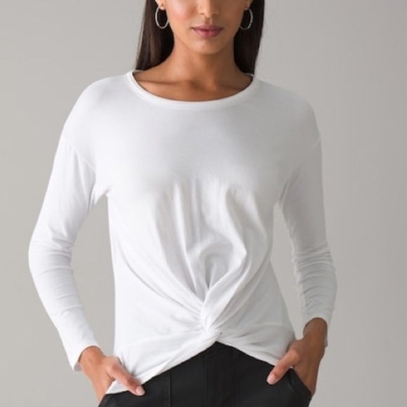 New All In Motion White Long Sleeve Twist Front Activewear Blouse Top Wmns XS - Picture 2 of 8